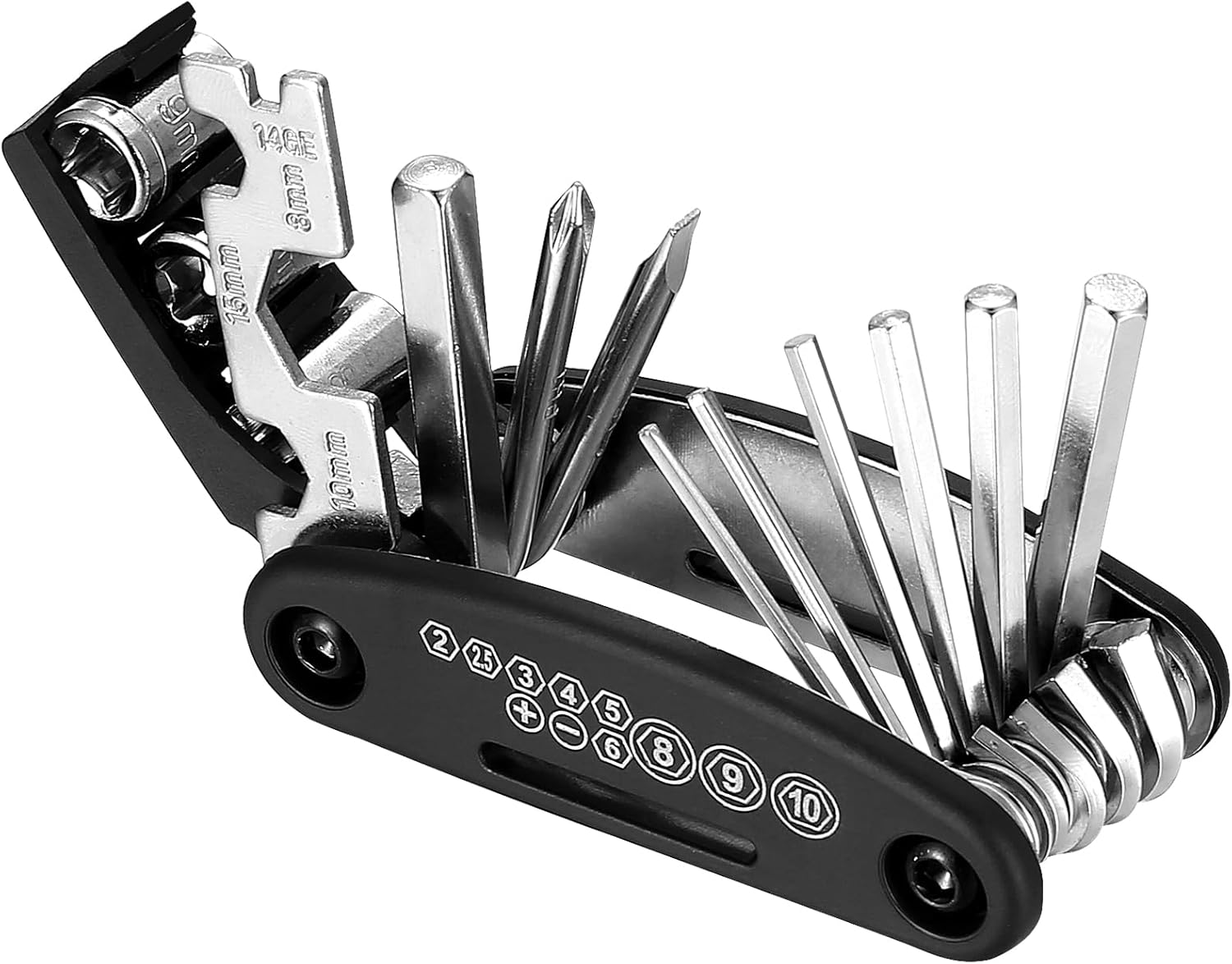 16 in 1 Kit Reparation Velo, Outil Velo, Kit Outils Velo Kit Complet, Accessoires VTT Outil Multifonctions, Multitool Velo, Outillage Velo, Kit Velo Reparation Poche pour Vélo de Montagne électrique