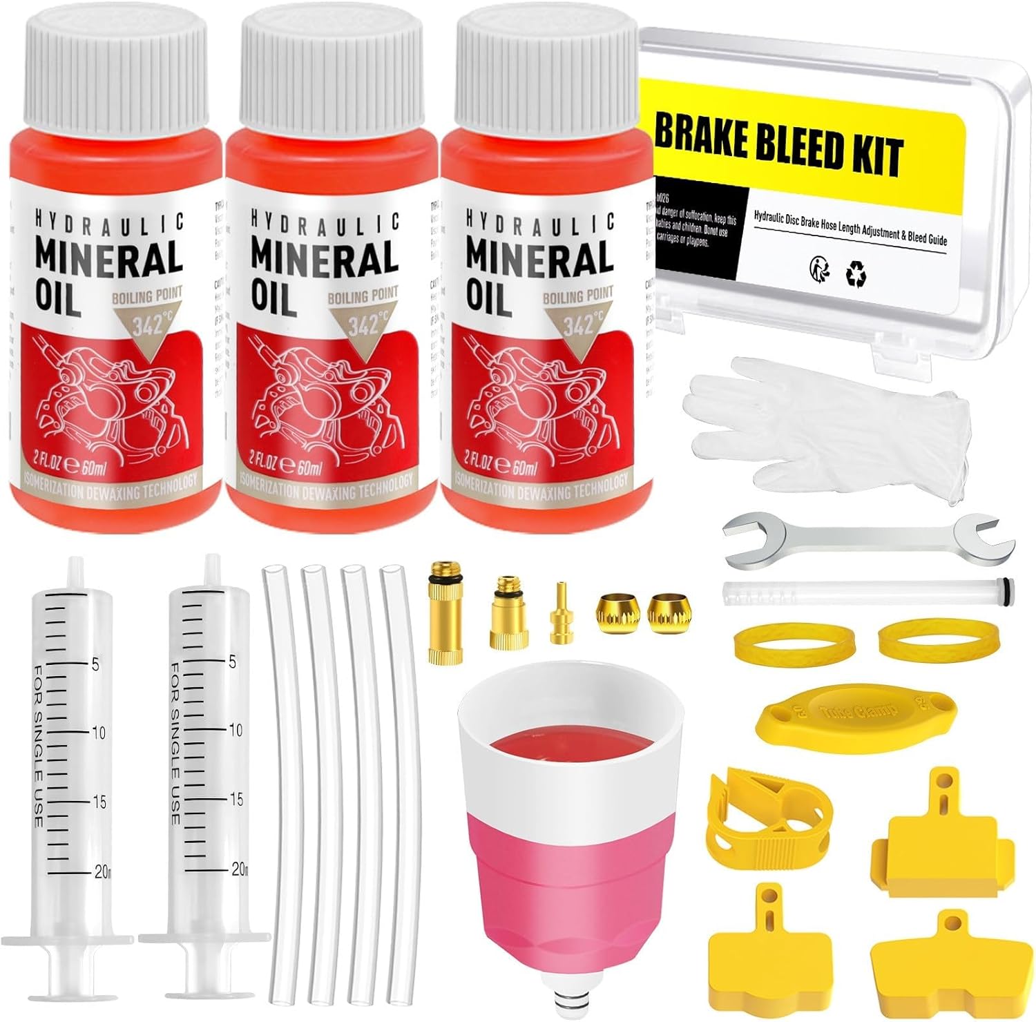 Kit Purge Frein pour Shimano, Kit de Purge Frein à Disque Hydrauliques pour Vélos, Kit Purge Frein VTT, pour Deore, Saint, XTR, XT etc., Compris 180ml Liquide de Frein Minéral Haute Performance