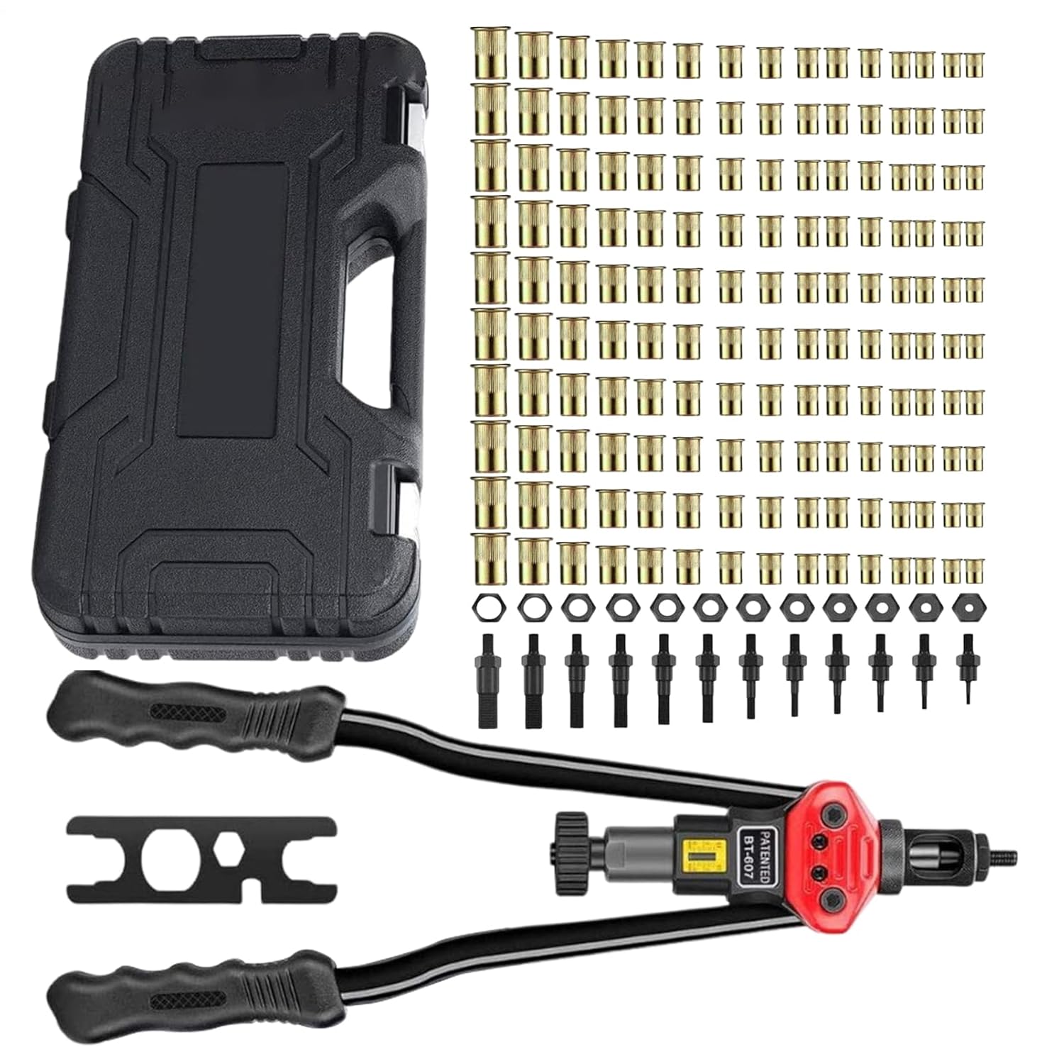Rivnut Kit d'outils - Assortiment de 176 écrous de jonction – Pour fixation, montage, réparation dans la construction mécanique, tôle et kayak