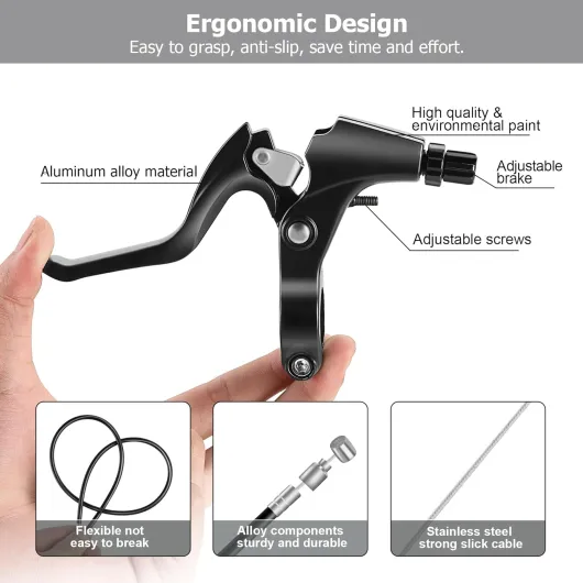 Hmfmdy Kit de frein de vélo, kit de frein pour la plupart des vélos, VTT, frein hybride universel avant et arrière, kit de leviers de câble d'étrier de frein, clé à vis multi-outils Noir