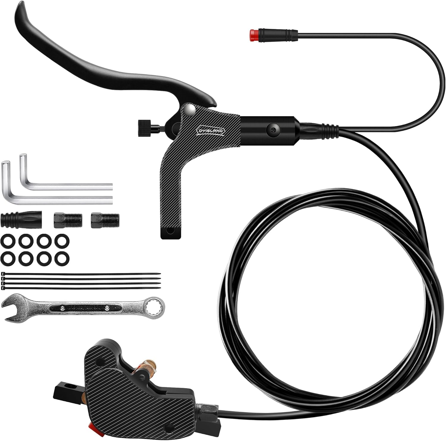 LD-200 Kit de Frein à Disque hydraulique à pour vélo électrique, kit de Frein hydraulique pour vélo électrique à, avec Outils de Montage et vis Noir-Avant1000mm - Kit Simple