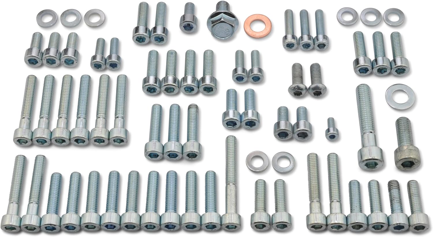 Kit de visserie complet 59 vis acier zingué CHC pour MBK Booster Nitro Ovetto Mach-G Stunt Rocket Yamaha Bw's Slider Aerox Jog-R Neo's Aprilia SR Malaguti F10 F12 Moteur Minarelli