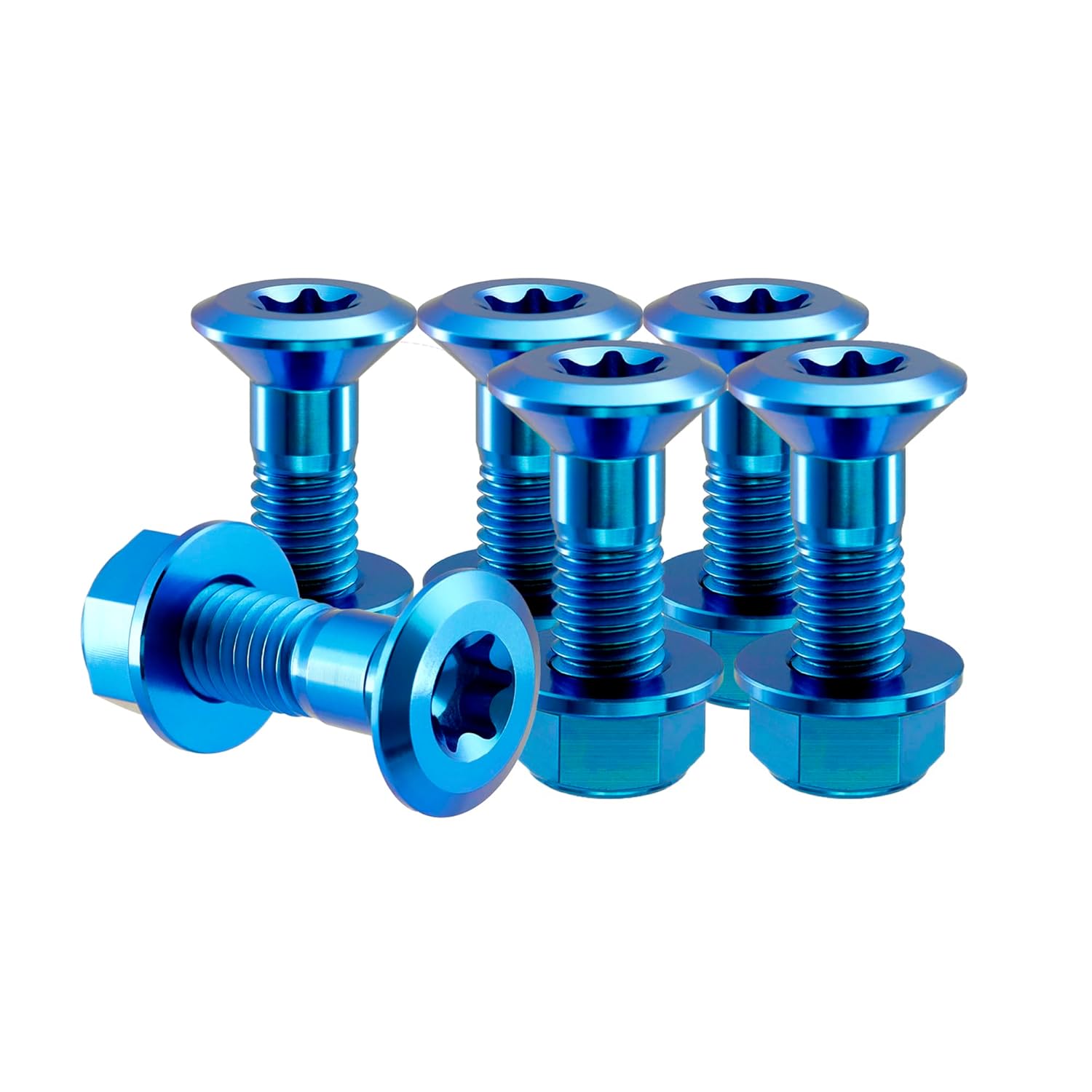 RISON-Titanium 6 Kit de Boulons de Pignon en Titane, Vis et Écrou de Arrière Pignon M8, Jeu D'écrous à Bride Hexagonaux Autobloquants pour Moto YZ YZF Bleu Lac M8