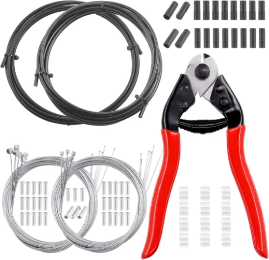 Swpeet Lot de 83 coupe-câbles en acier inoxydable et boîtier avec embouts, câbles de frein et de levier de vitesse, joints toriques pour vélo de montagne et de route