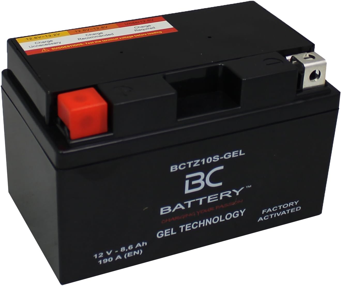 BC BATTERY Batterie de démarrage pour moto avec GEL 12V 8.6Ah BCTZ10S-GEL Moto&Scooter, sans entretien, scellée, préchargée, similaire à YTZ10S