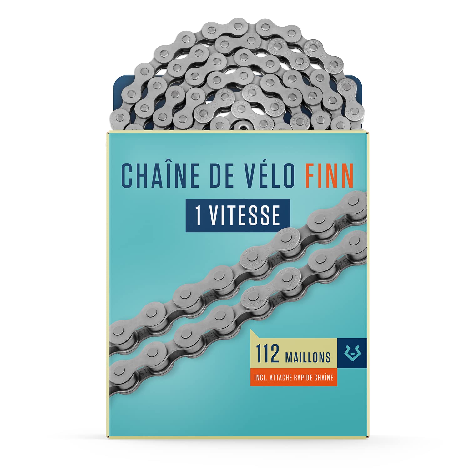 Chaîne de Vélo Finn 1 Vitesse Moyeu à vitesses intégrées & Vitesse Unique 112 Maillons I Compatible avec Shimano, SRAM, KMC, Connex I Incl - Attache Rapide Chaîne
