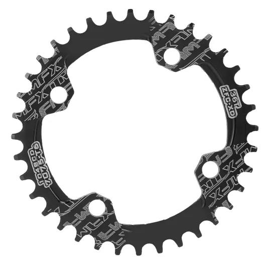 Plateau de pédalier FMFXTR 104BCD en alliage d'aluminium 36 dents, design étroit et large, pour VTT, pour cyclistes à vitesse unique (Noir)
