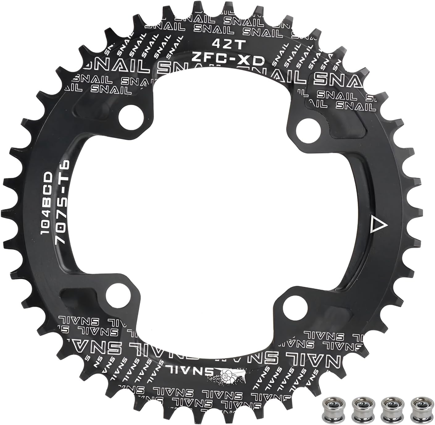 104 BCD Plateau Rond 30T 32T 34T 36T 38T 40T 42T 44T 46T 48T 50T 52T Plateau Simple Large Étroit pour 7 8 9 10 11 12 Vitesses VTT, BMX, Vélo de Route 42T Rond Noir