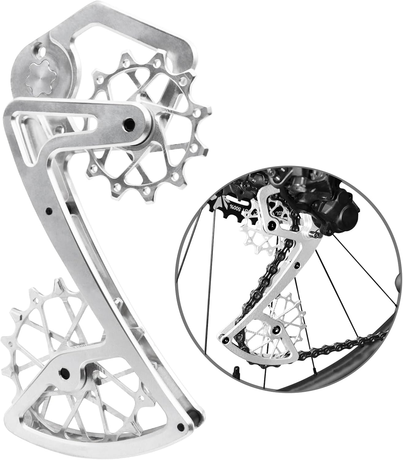 Pour Garbaruk Shimano 12 vitesses, XT XTR SLX M6100 7100 8100 9100 Deore Guide de changement de vitesse arrière Plaque de guidage argenté