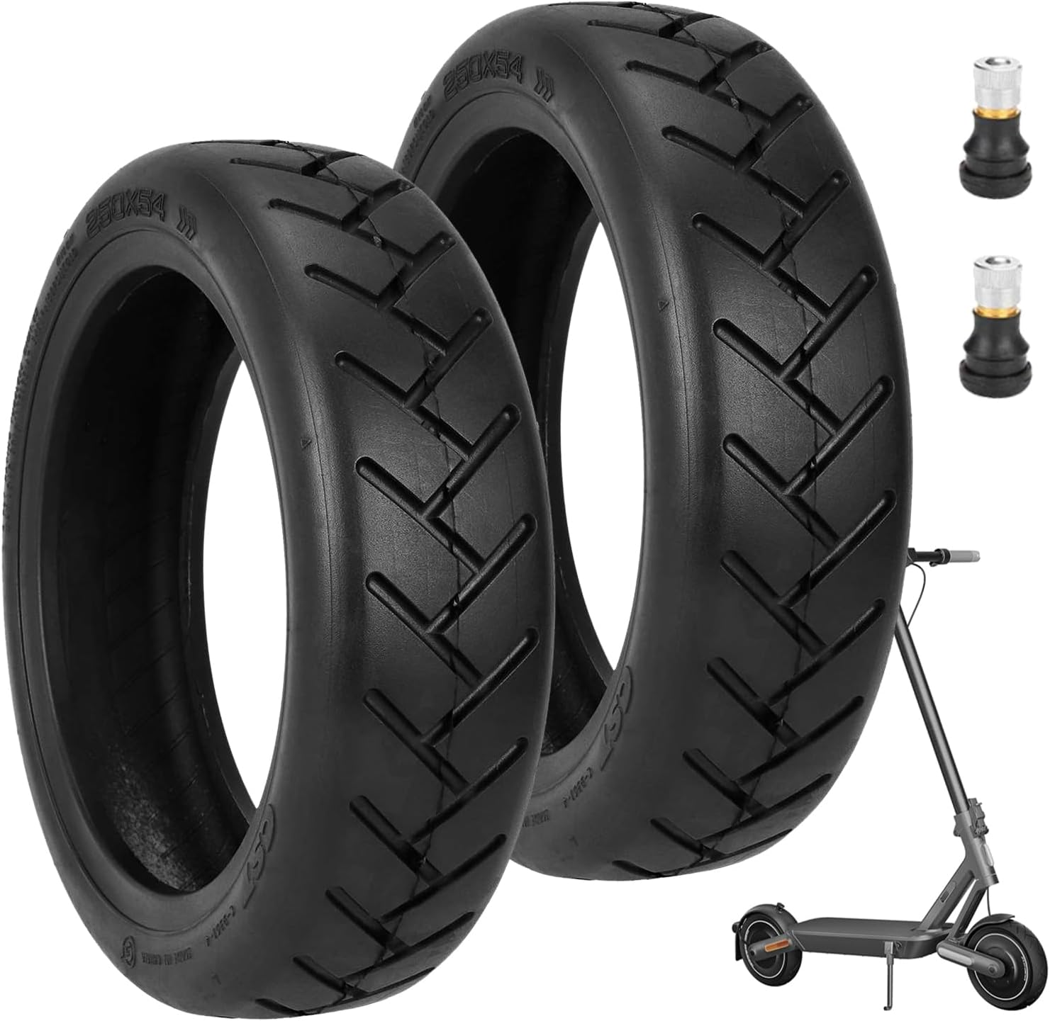 Lot de 2 Pneus Sans Chambre à air de 10 Pouces pour Xiaomi 4Pro/4Lite Scooter électrique - Accessoires de Scooter électrique Pneus Tubeless 250 x 54 - Pneu de Route épais Anti-explosion
