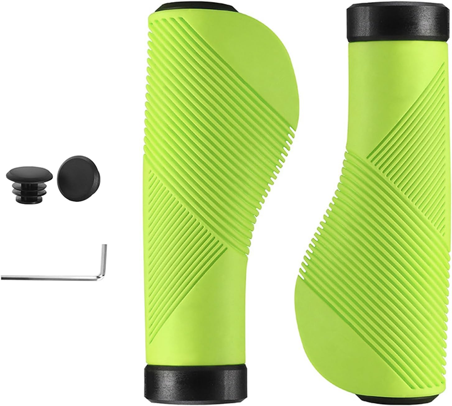 Poignée ergonomique anti-vibrations pour guidon de vélo - Anneaux de verrouillage pour VTT - Poignée universelle Vert