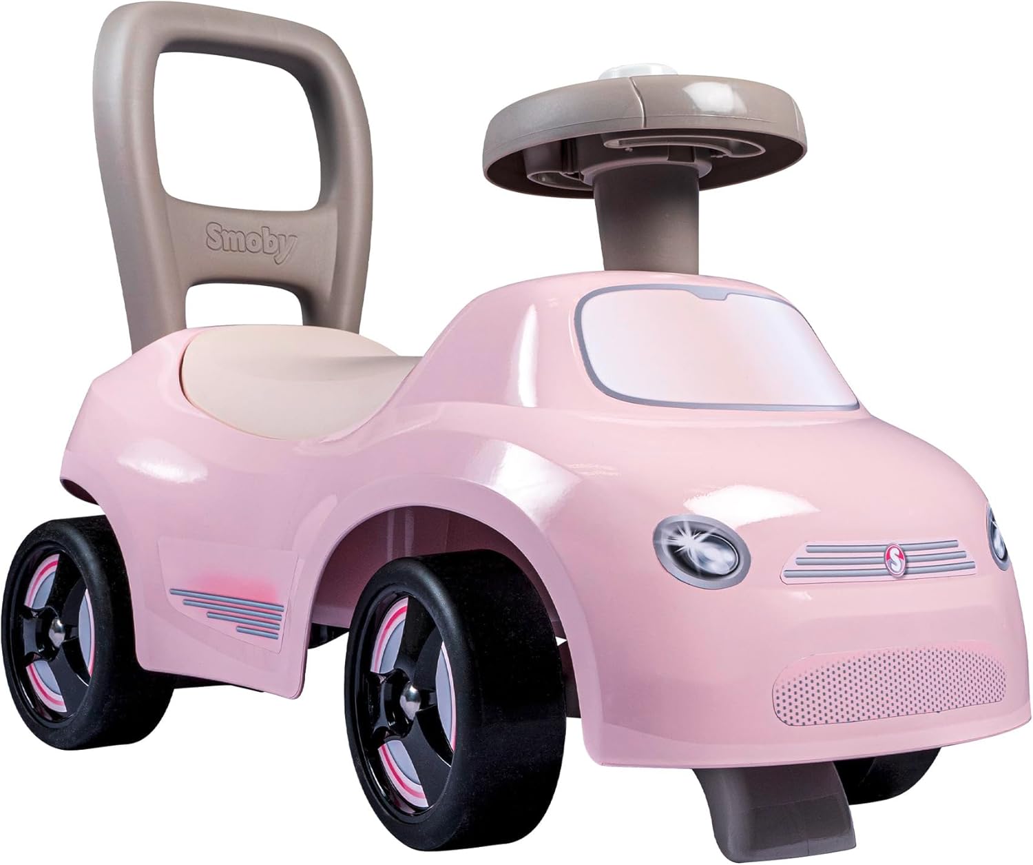 Porteur Auto Rose - Fonction Trotteur - Volant Directionnel - Ergonomique et Maniable - Coffre à Jouets - A Partir de 10 Mois - Fabrication Française