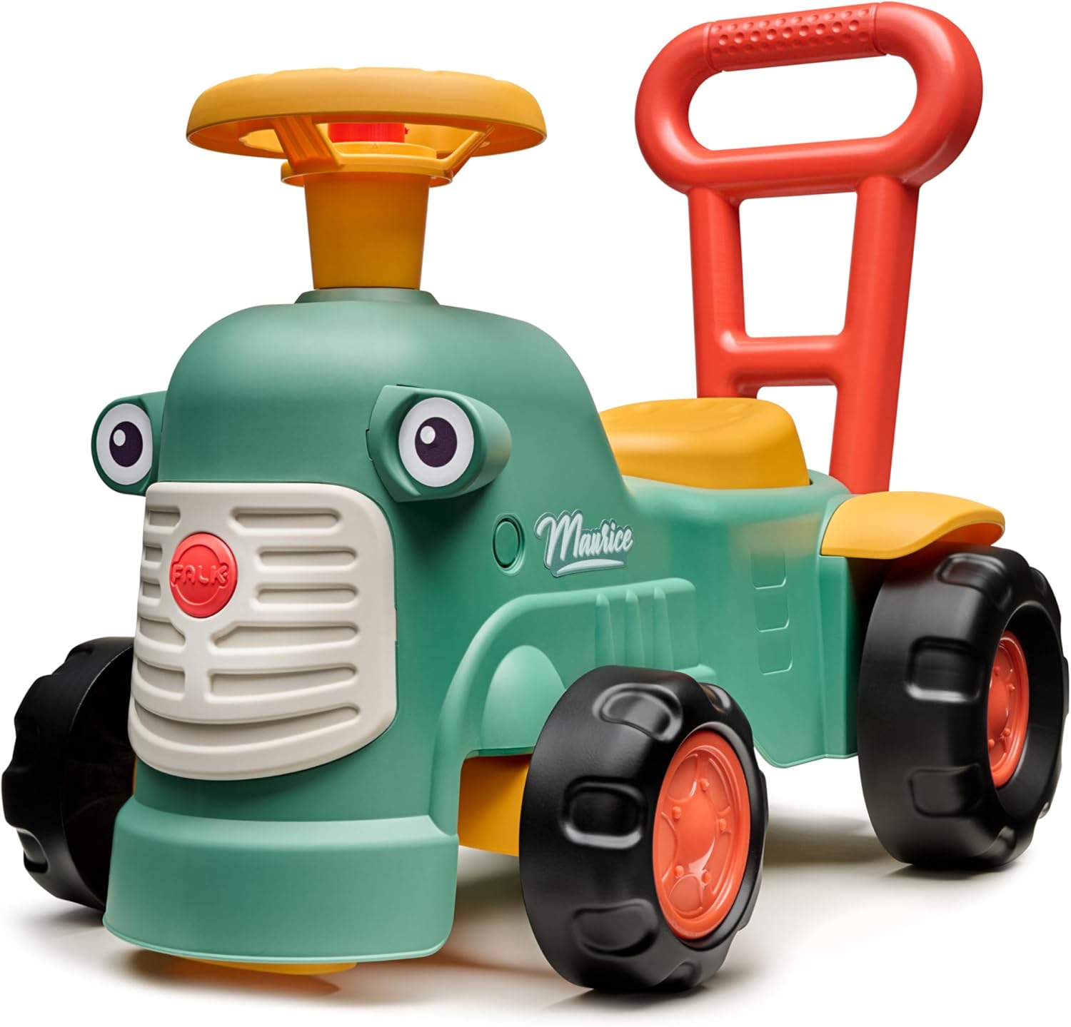 Porteur Tracteur Maurice Vert avec Barre Ergonomique d'aide à la Marche - Dès 12 Mois - 90% de Plastique recyclé - Fabriqué en France - 901