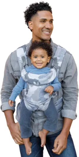 Porte-bébé Flip 4-en-1 - Ergonomique - Convertible - 4 Mode de Portage - Confortable - Sangles Rembourrées - Ajustable - Pour Bébés de 3,6 à 14,5 Kilos - Camouflage Bleu Blue Camo