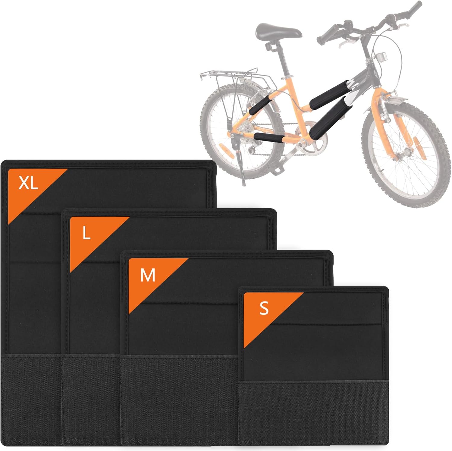 CLOPAE 4PCS Protection Cadre Velo Carbone, Protection Cadre VTT, Mousse Protection, Le Protecteur De Cadre,Peut Être Utilisée sur Les VTT, Les Vélos De Route Orange