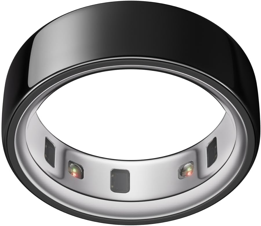 Ring 4 - Black - Taille 7 - Anneau connecté - Trouvez Votre Taille avec Le baguier Ring 4 - Suivi du Sommeil - Fréquence Cardiaque - Activité - Max - 8 Jours d'autonomie Black 7