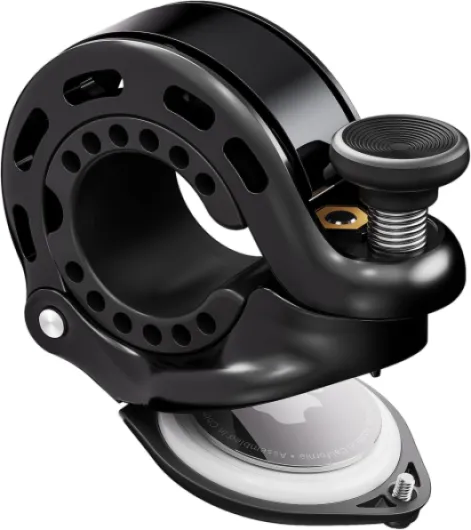 Q2 Sonnette de Vélo Compatible avec AirTag,110 DB Support de Suivi de Vélo Caché, Traqueur GPS Antivol Sonnette de Vélo Adaptée pour Guidon de 22,2 à 31,8 mm de Diamètre