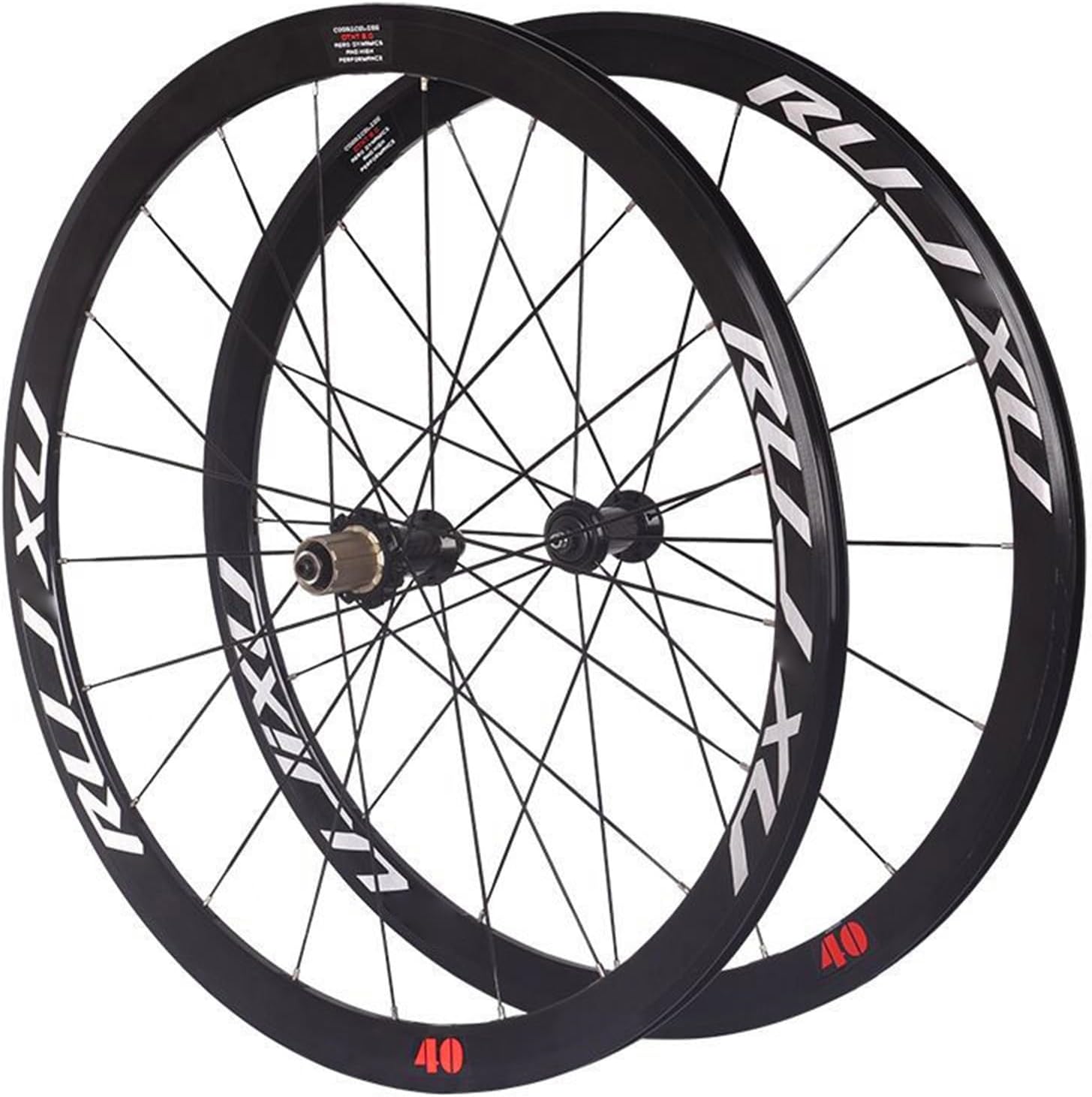 Paire Roues Vélo Route 700c Roue Freins sur Jante Jantes en Alliage D'aluminium Paroi 40mm 8-11 Vitesses Cassette Moyeu en Fibre De Carbone Roue À Dégagement Rapide Black Hub