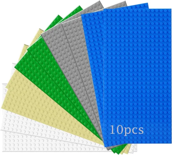 Guihumz Lot de 10 Plaques de Base Classiques Compatibles avec la Plupart des Marques, Plaque de Construction 25,5 x 12,8 cm - Rectangle(Sable,Gris,Vert,Bleu,Blanco) 10pcs Multicolore