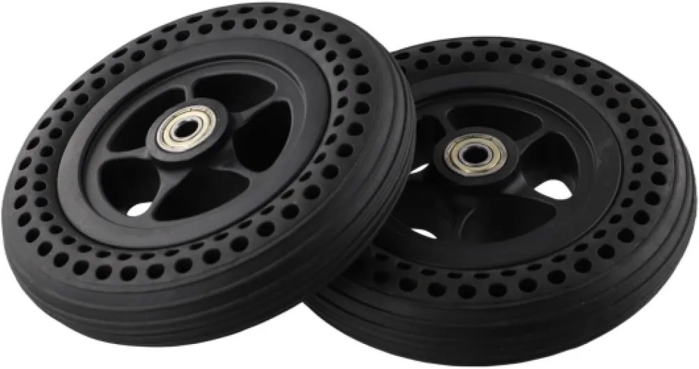 Lot de 2 roues pleines pour scooter électrique, pneus pleins de 6 pouces 6 x 1 1/4 avec moyeu de roue pour fauteuil roulant, scooter électrique avec moyeu de roue, pneus de rechange pour (2pc)