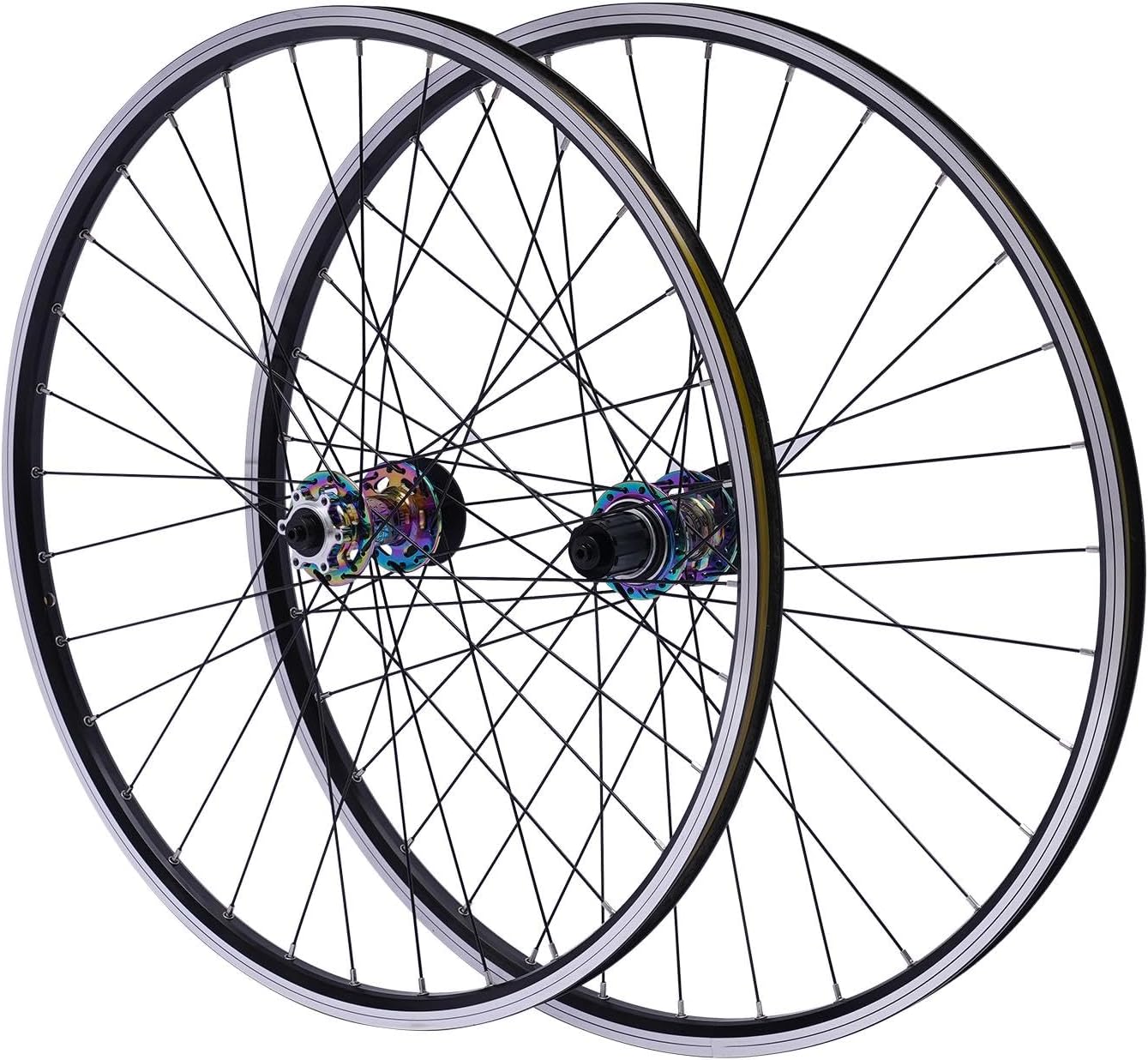 Jeu de roues de VTT 29" en aluminium - Roues avant et arrière - Frein à disque 7-12 vitesses - Avec disque à 6 trous et moyeu irisé - Renforcé jusqu'à 200 kg