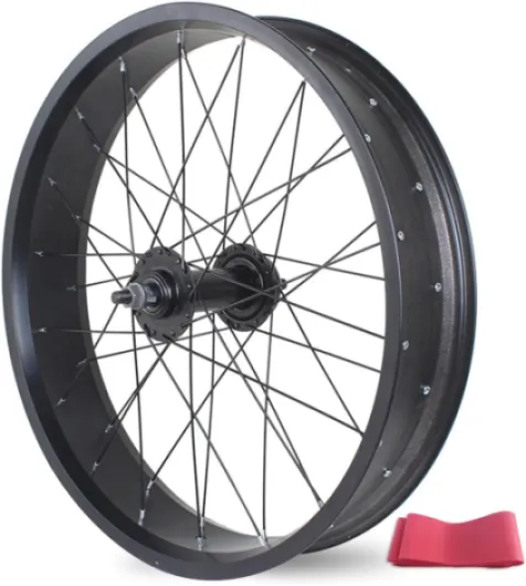 QHYRZE 20/24/26 Pouces X 4,0"-4,9'' Roue Avant Fat Bike 36H Jante Noire Frein À Disque Jeu De Roues Moyeu À Axe Plein, pour Vélo Électrique Plage Neige(20'')
