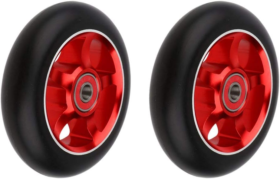 1 paire de roues de scooter en alliage d'aluminium AOD de 100 mm (rouge)