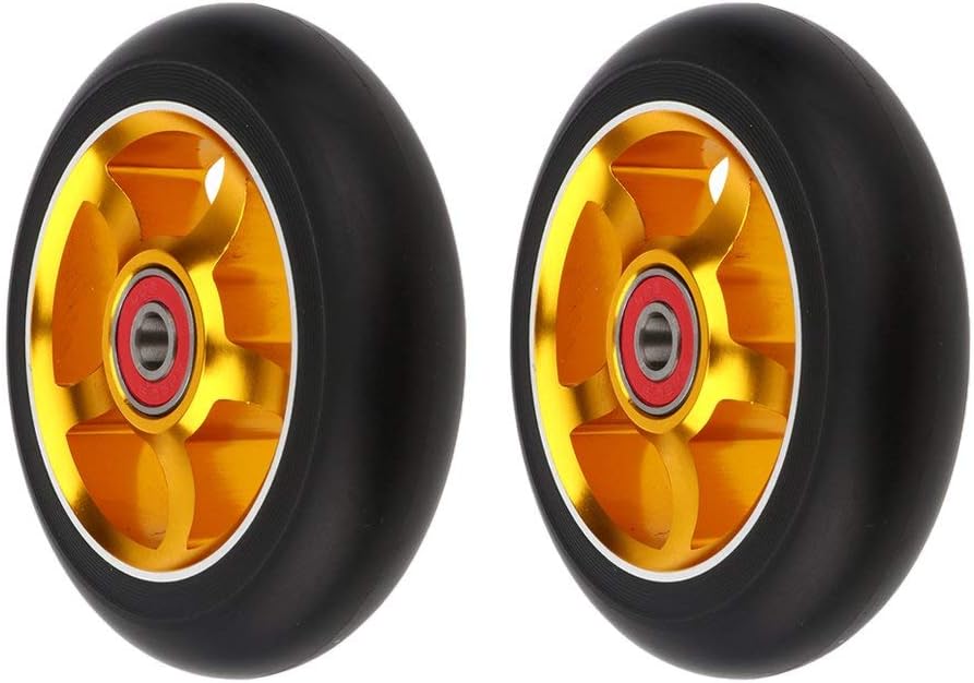 1 paire de roues de scooter en alliage d'aluminium AOD de 100 mm (or)