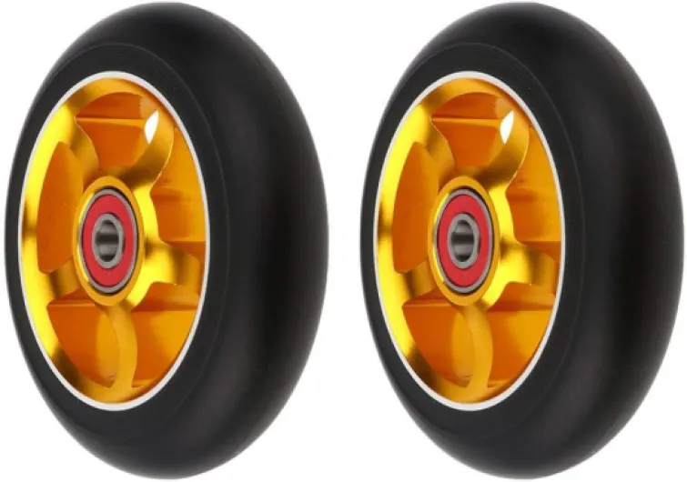 1 paire de roues de scooter en alliage d'aluminium AOD de 100 mm (or)