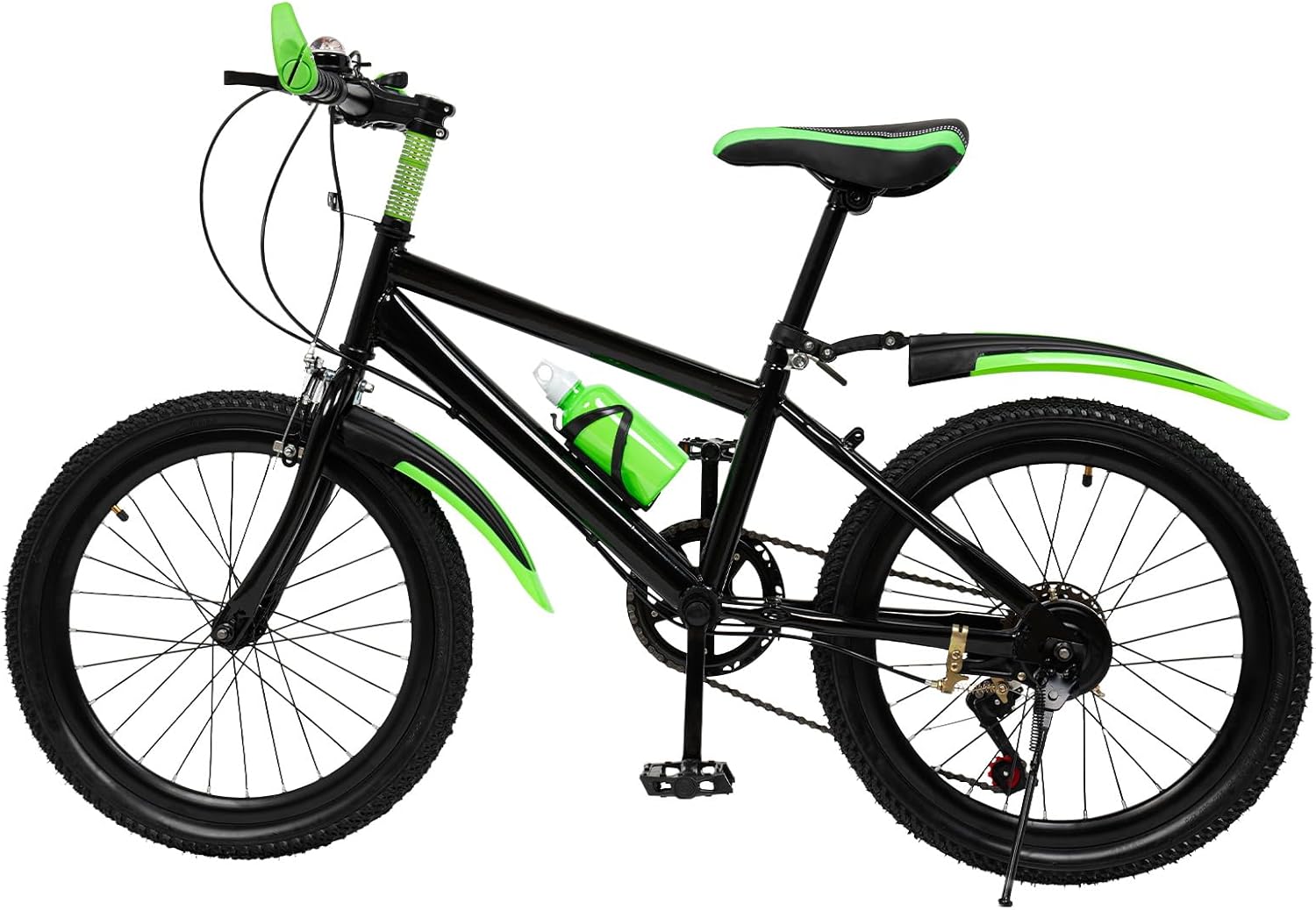 DGJMuu Vélo VTT 20 ", capacité de charge 85 kg, en acier au carbone, pour garçons et filles, avec frein en V et sonnette, roue à ressort à 7 vitesses en acier au carbone