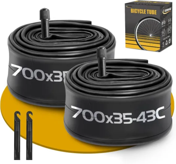 Pack de 2 Chambre à air 700 x 35-43C pour Vélo de Route Chambre à air Compatible avec Les Pneus de Vélo 700 x 35C/36C/37C/38C/39C/40C/41C/42C/43C 48mm Valve Schrader