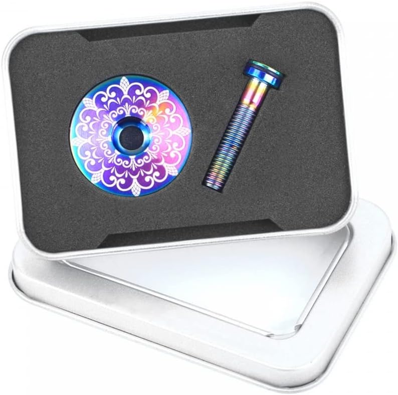 DONGKER Capuchon de tige de vélo avec boulons, en alliage de titane - Capuchon supérieur de fourche avant - Étanche - Pour VTT et vélo de route Colorful3.