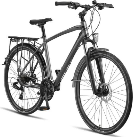 Licorne Bike Vélo de trekking 28 pouces, avec frein à disque en aluminium, 21 vitesses - VTT - Vélo cross(pour homme, titane)