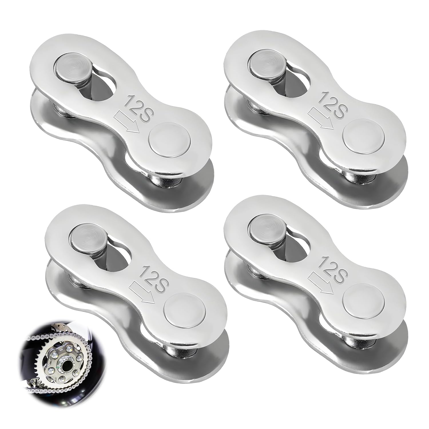 4 paires d'antivols de chaîne 12 compartiments, maillons de chaîne de vélo en acier 12 vitesses, maillons manquants, pièces de connexion de vélo, fermeture de chaîne, maillon de chaîne, accessoires de