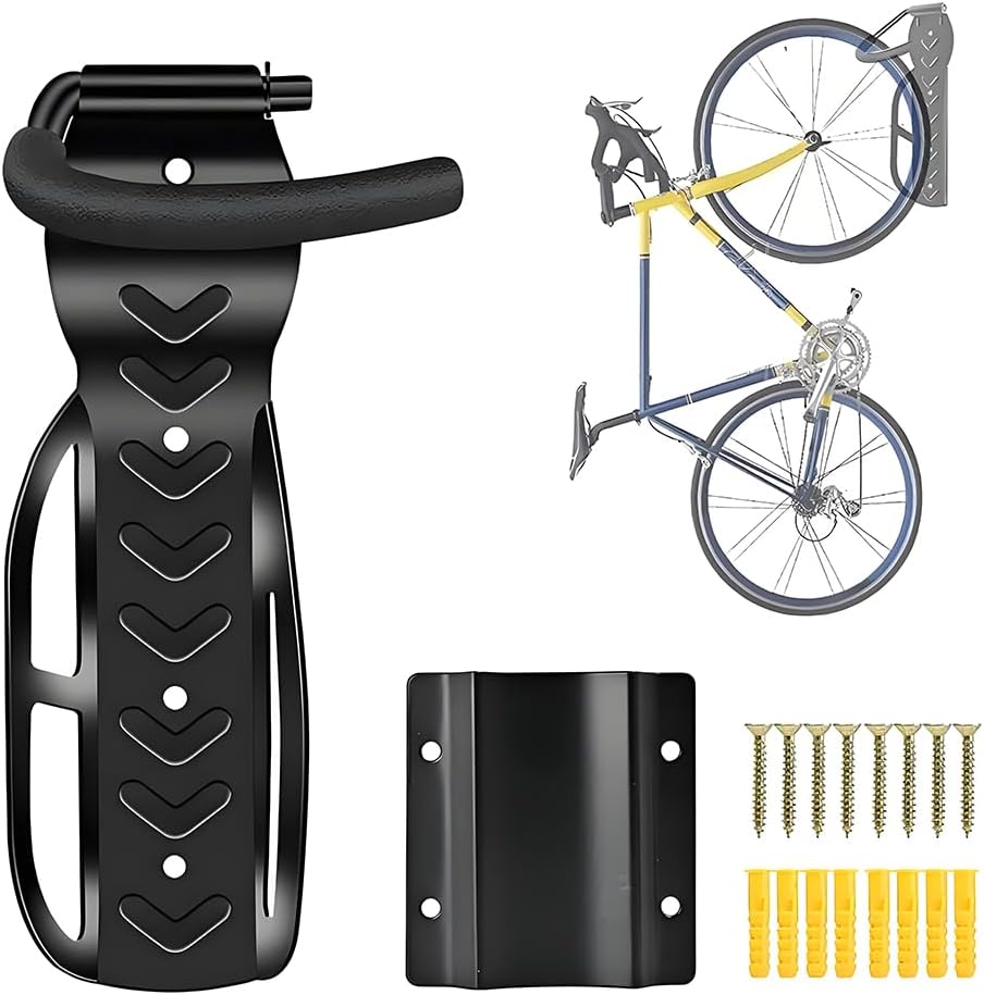 Porte-vélos Mural Vertical pour Garage, abri de Jardin, Supports de vélo avec vis crochet fixe + entretoises de roue arrière