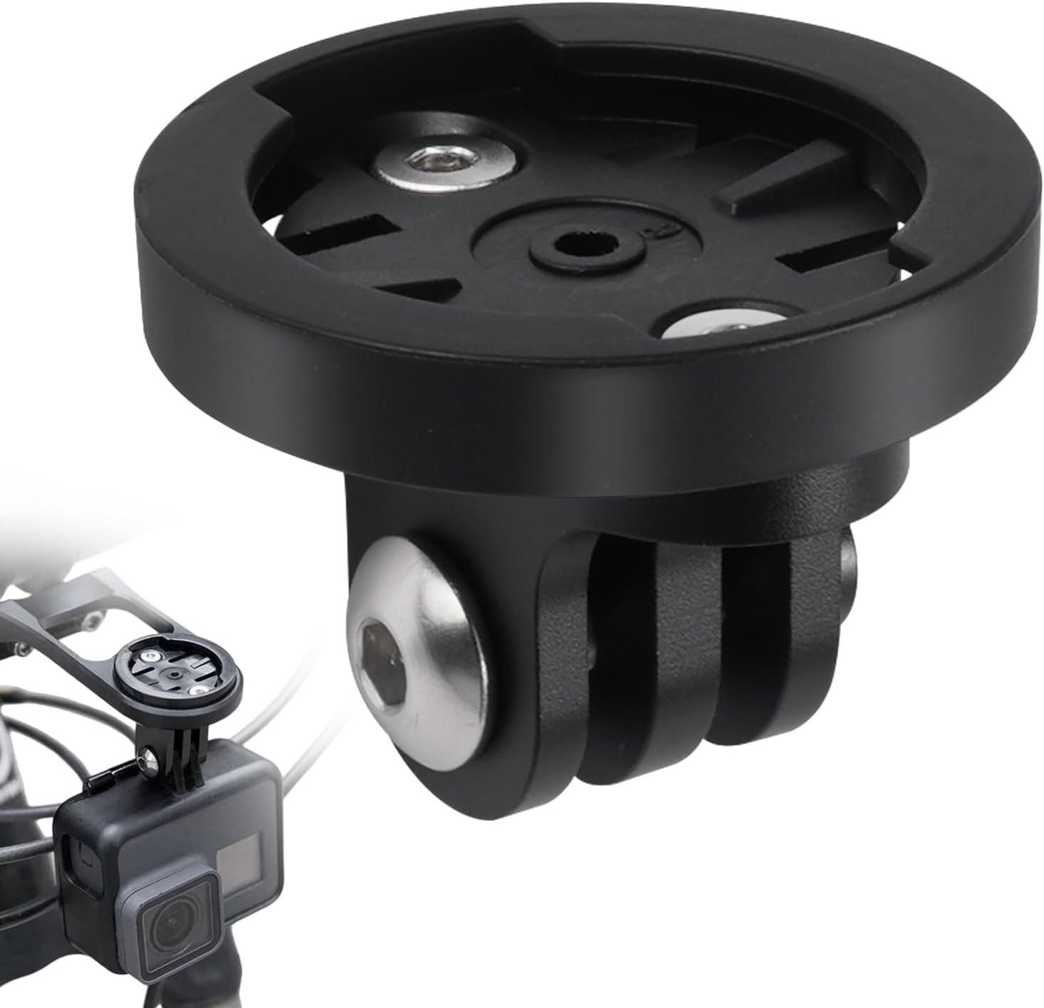 Support d'Ordinateur Guidon de Vélo, Support Compteur pour Garmin GPS Edge et Varia Go Pro Supports pour Garmin Varia, Diamètre de l'Orifice 22 mm Général Adaptateur pour Go Pro et Lampe vélo