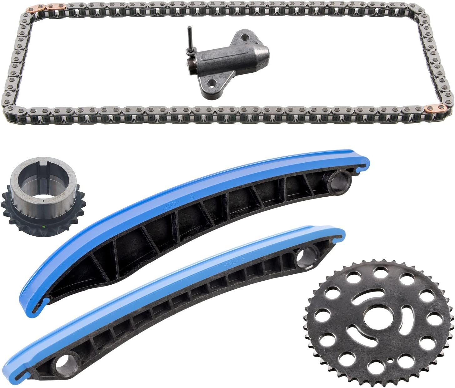 Febi bilstein 106357 Kit de chaîne de commande pour arbre à cames avec rails coulissants et tendeurs de chaîne