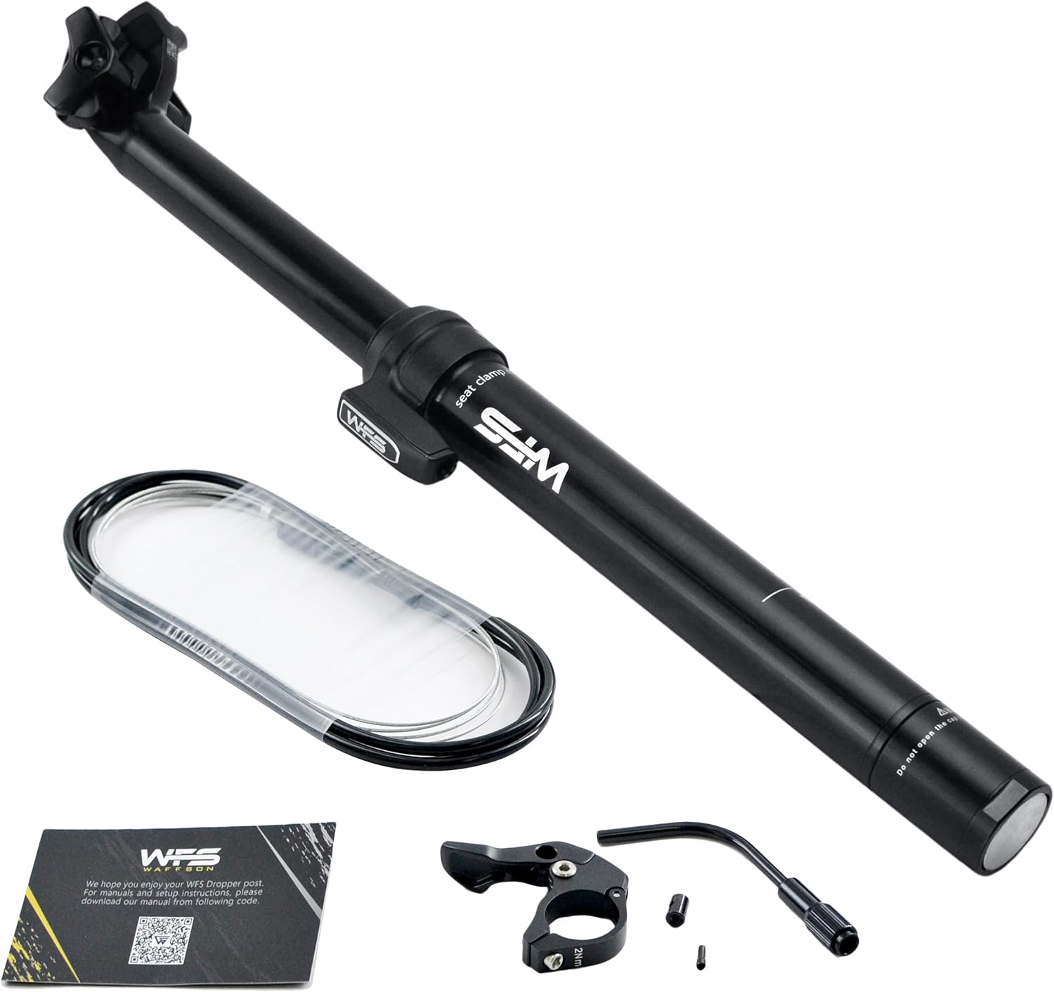 Vresa Tige de Selle télescopique 30,9 mm x 410 mm, débattement de 125 mm, Commande à Distance, Passage de câble Externe, Noir – Construction en Alliage léger.