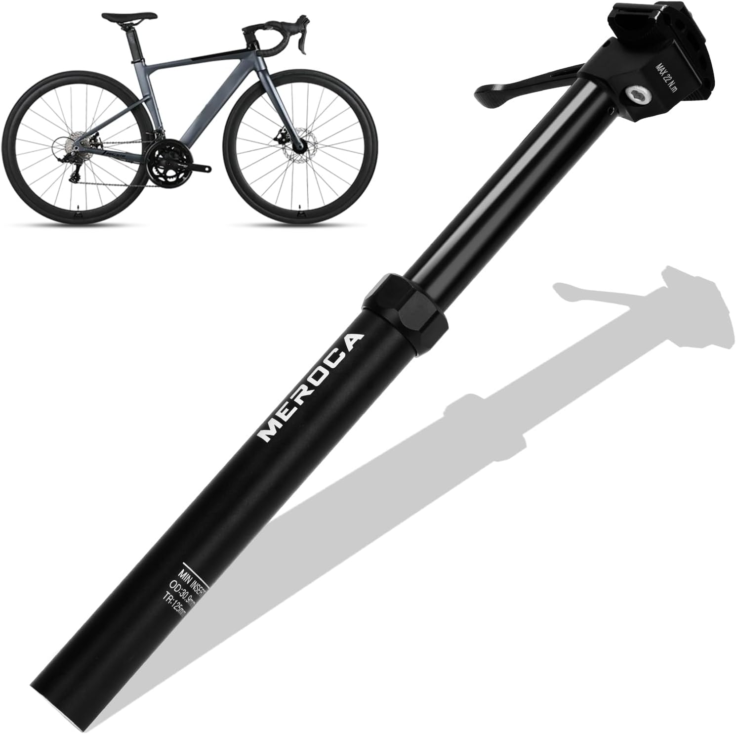 Tige de Selle télescopique pour vélo, télescopique en Alliage d'aluminium 30,9/31,6 mm,Tige de Selle télescopique hydraulique pour Adulte VTT,réglage de la Course de la Tige,Hauteur réglable 30.9mm