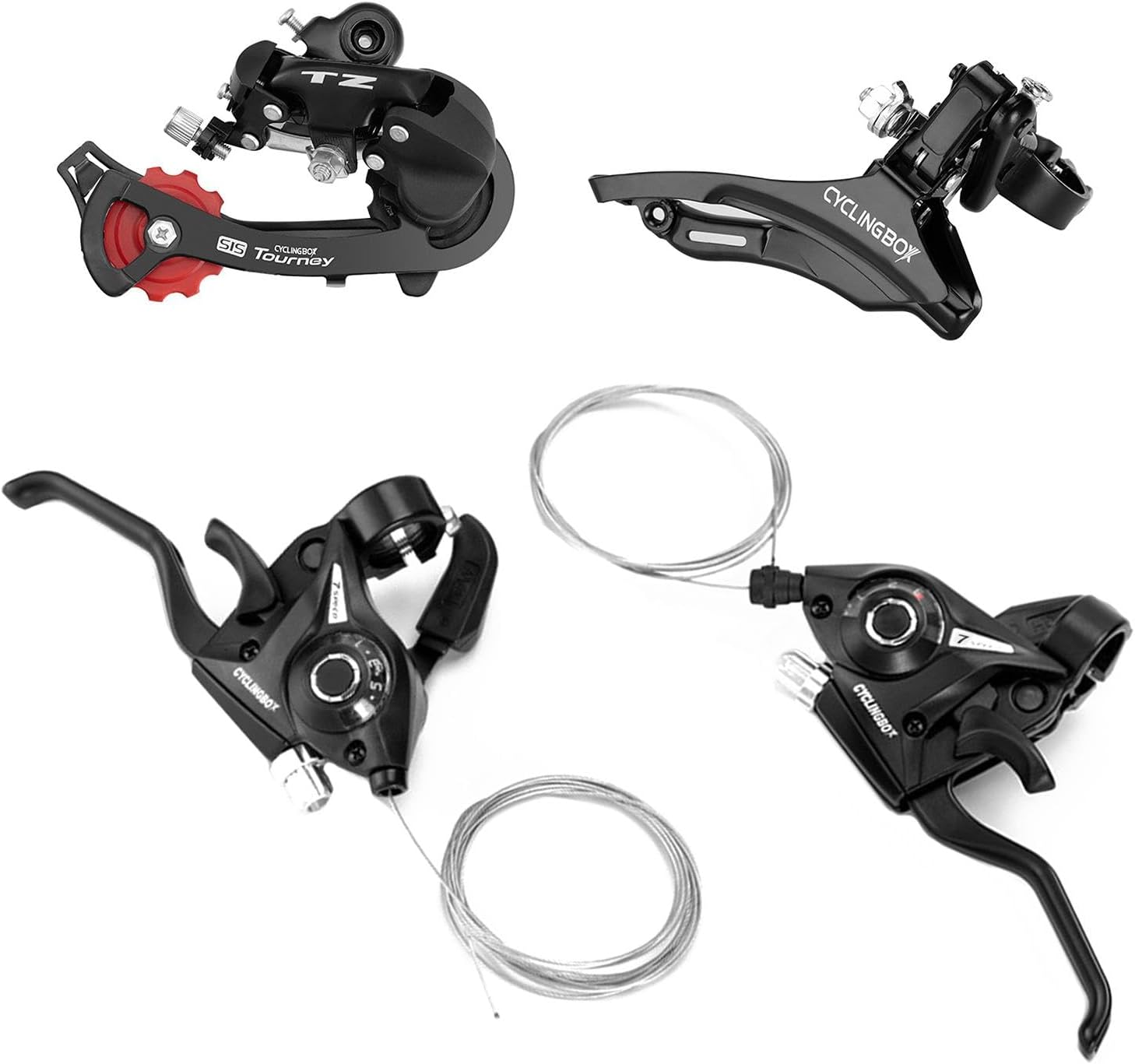 Ensemble De Dérailleur De Vélo - Dérailleur De Vélo De Montagne - Kit De Vélo De Montagne - Vélo De Montagne en Alliage D'aluminium Une Pièce Vélo Siamois 21 Vitesses Régulateur Numérique Cadran De 4-piece gear set