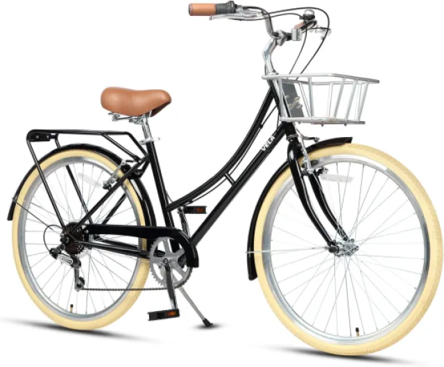 Vélo Hybride Urbain 26" pour Femmes, Pratique et élégant pour Le Trafic Urbain, Différentes Couleurs - Noir 26 Inch