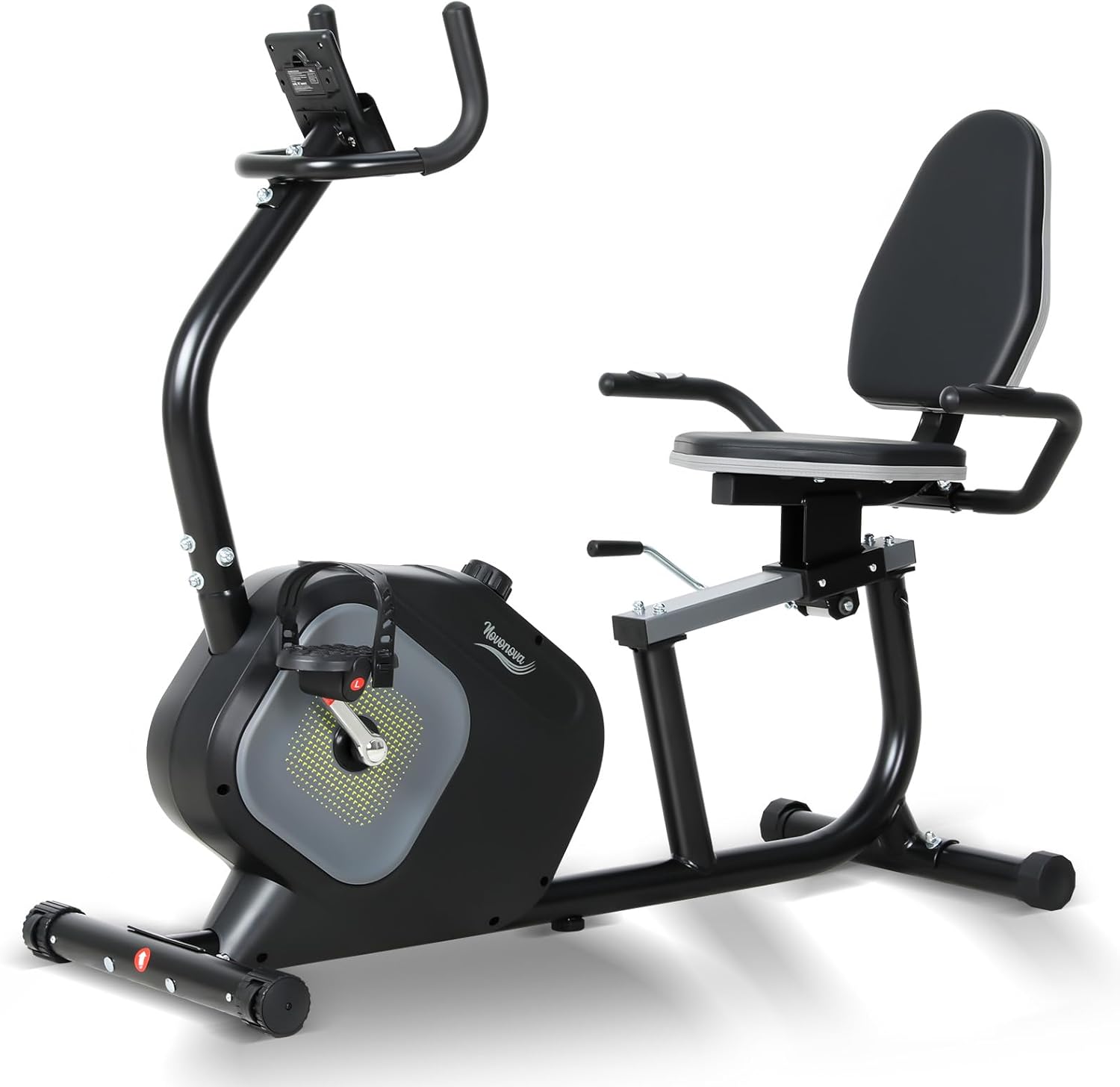 Vélo d'Appartement, Vélo Couché Semi-allongé Magnétique avec 16 Niveaux de Résistance Réglables, Vélo de Fitness avec Écran LCD, Poignées de Fréquence Cardiaque, Capacité de Charge de 100 kg