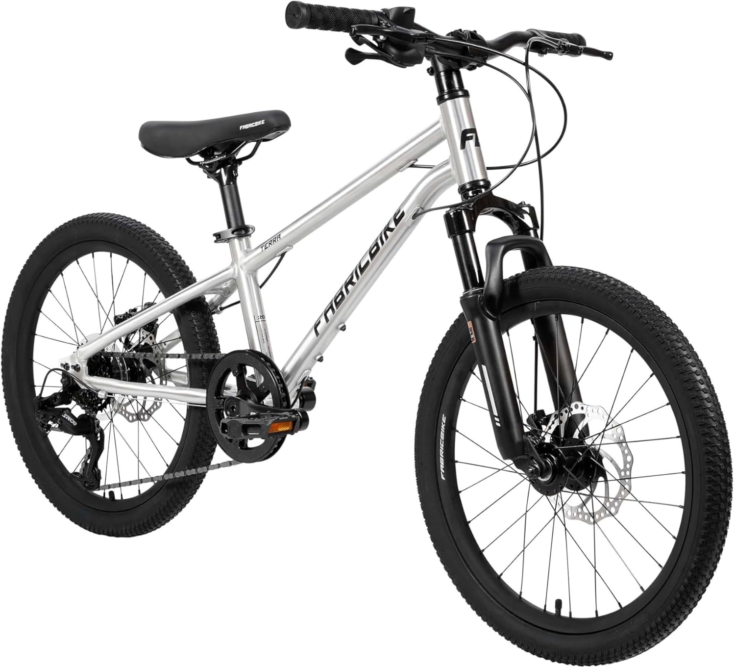 Terra - VTT en Aluminium 20 Pouces pour Les Enfants de 6, 7 et 8 Ans, Frein à Disque, 7 Vitesses, Suspension Avant Polished