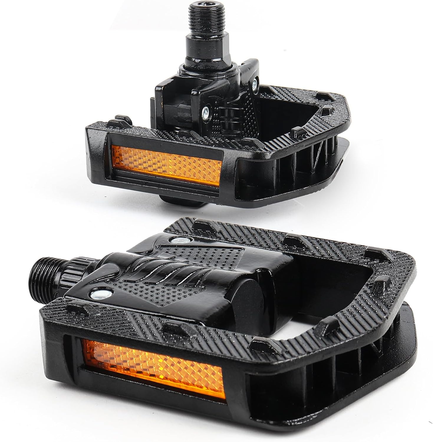 Pédales de vélo pliables CNC en aluminium 9/16" avec réflecteurs - Antidérapantes - Imperméables - Large plateforme pour vélos électriques, VTT et vélo de ville