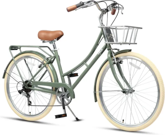 Vélo Hybride Urbain 26" pour Femmes, Pratique et élégant pour Le Trafic Urbain, Différentes Couleurs - Vert 26 Inch