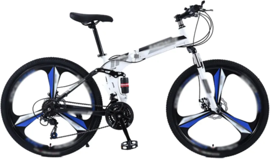 Vélo De Montagne Pliable 24"/26" À Double Suspension, 21 Vitesses, Cadre en Acier À Haute Teneur en Carbone, pour Adultes, Hommes, Femmes Et Adolescents A 24 inch