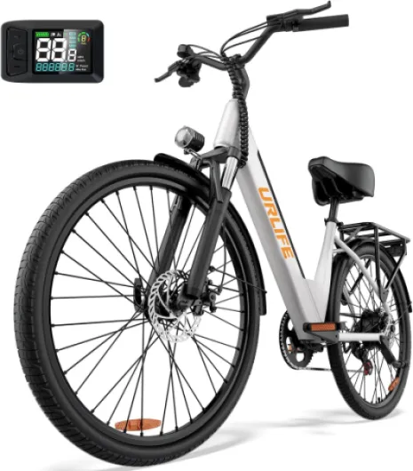 URLIFE Vélo Électrique, 26" Électrique avec Batterie, Vélo de Montagne Electrique avec 7 Vitesses, Moteur 250W, E Bike pour Adulte 36V 13AH Blanc