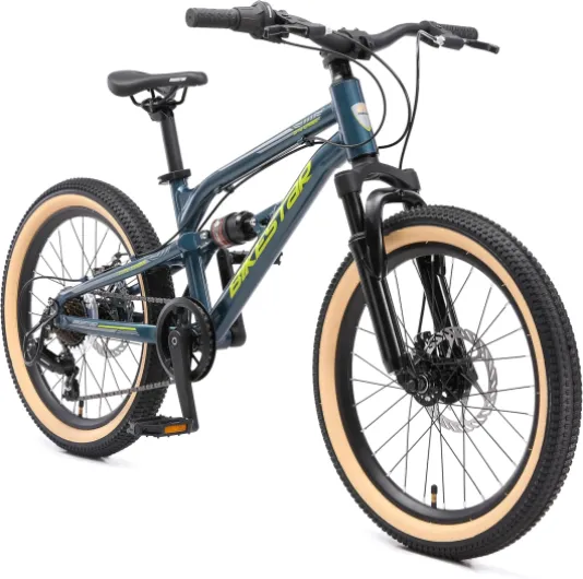 VTT Vélo Tout Terrain Tout Suspendu pour Enfants de 6 Ans - Bicyclette 20 Pouces 7 Vitesses Shimano, Freins Disque Vert foncé