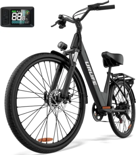 URLIFE Vélo Électrique, 26" Électrique avec Batterie, Vélo de Montagne Electrique avec 7 Vitesses, Moteur 250W, E Bike pour Adulte 36V 13AH Noir
