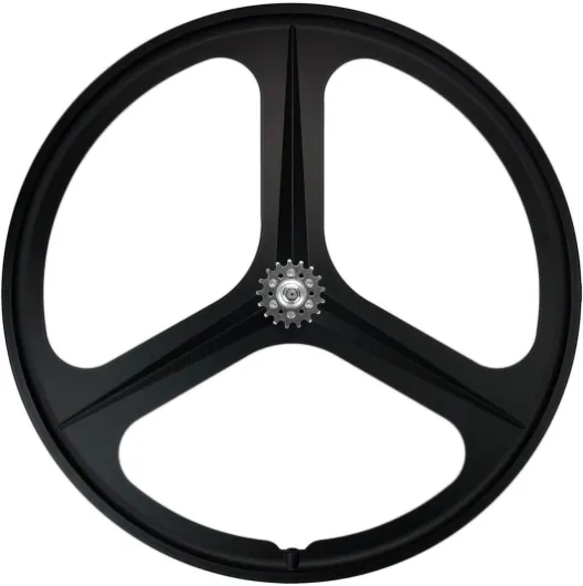 Paire De Roues pour Vélo À Pignon Fixe 700C 3 Rayons Vélo De Piste Roues Avant Et Arrière Alliage De Magnésium Frein V-Brake Axe Plein 100/120mm Moyeux pour Vitesse Unique Noir Rear